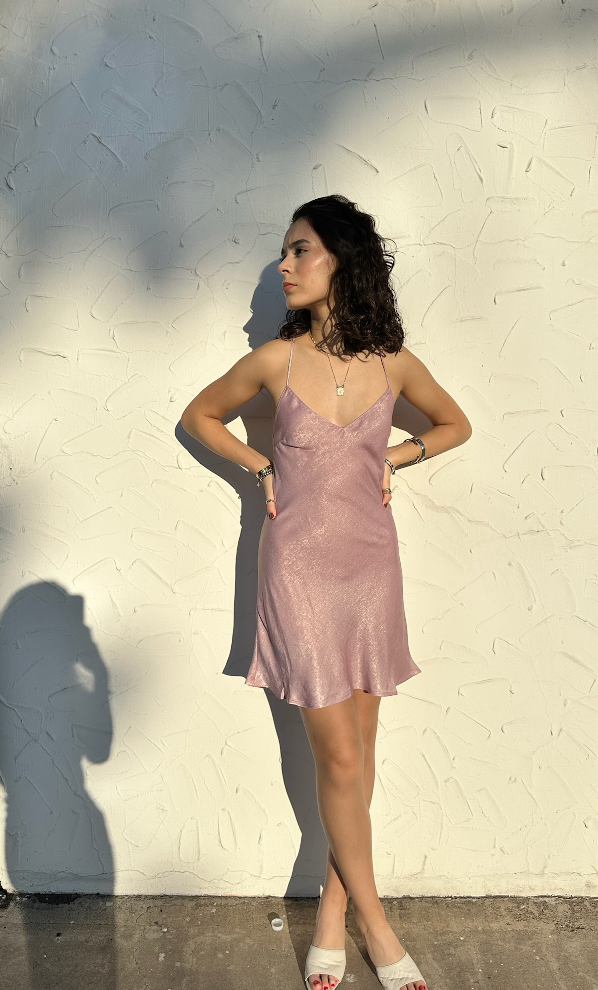 VESTIDO DE SEDA ROSA